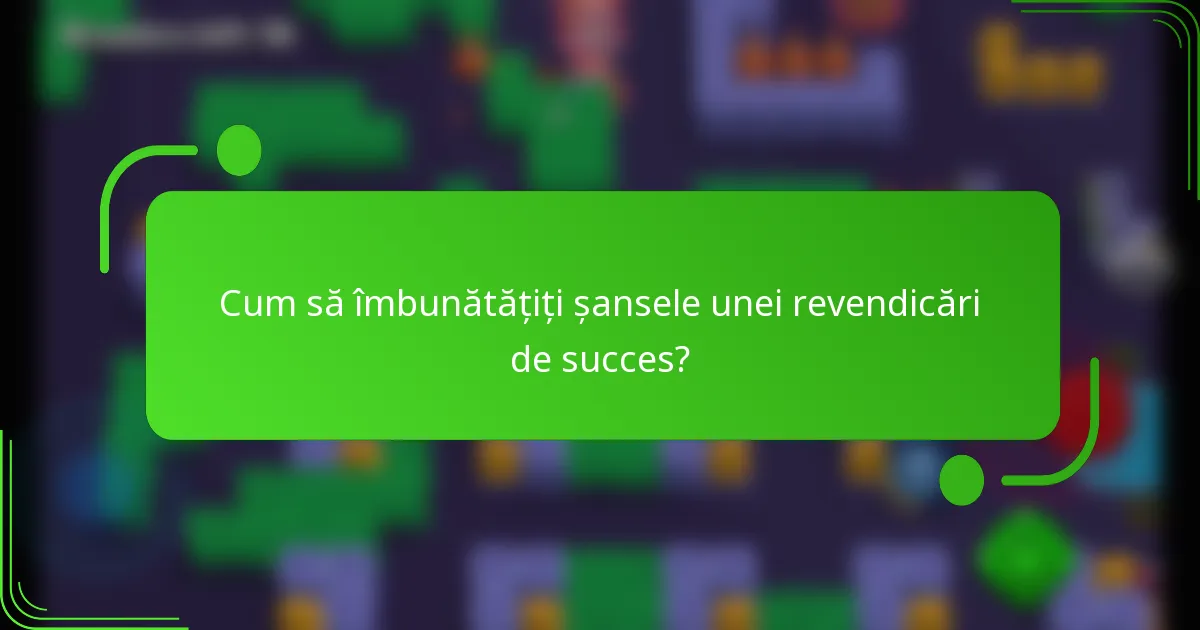 Cum să îmbunătățiți șansele unei revendicări de succes?