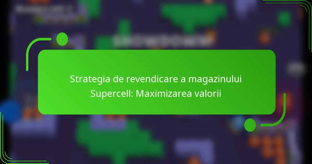 Strategia de revendicare a magazinului Supercell: Maximizarea valorii